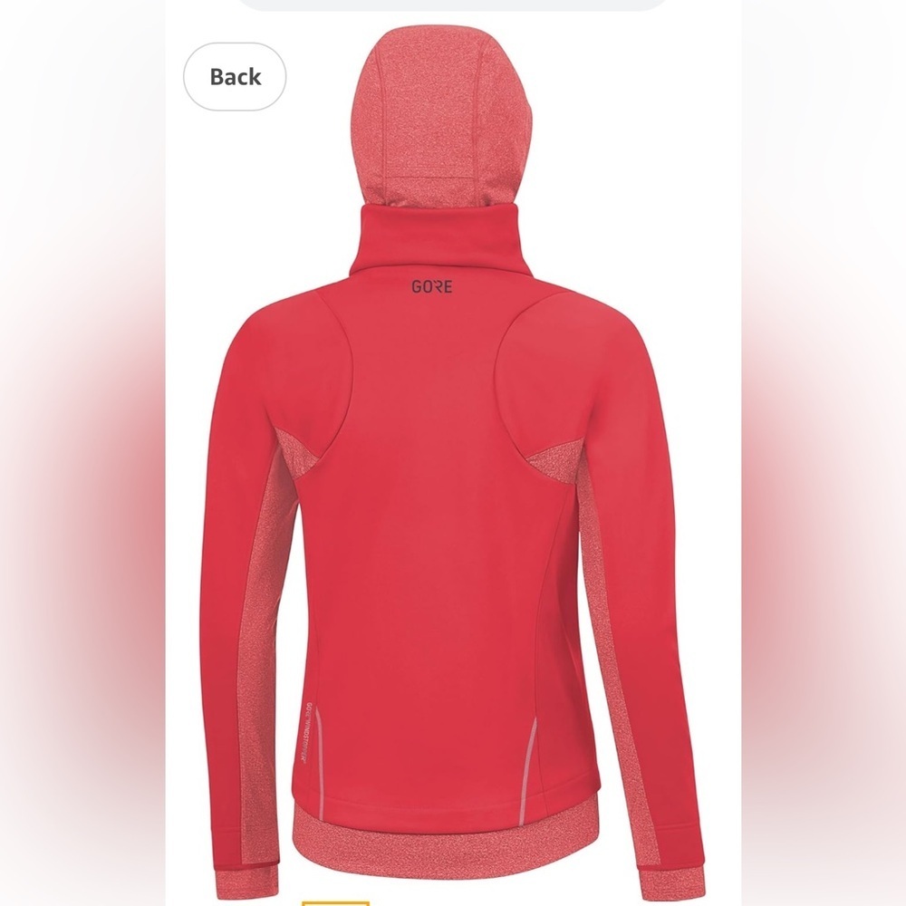GORE Wear R3 Windstopper Hooded Running Jacket Red Windproof Full Zip Reflective - Picture 2 of 5